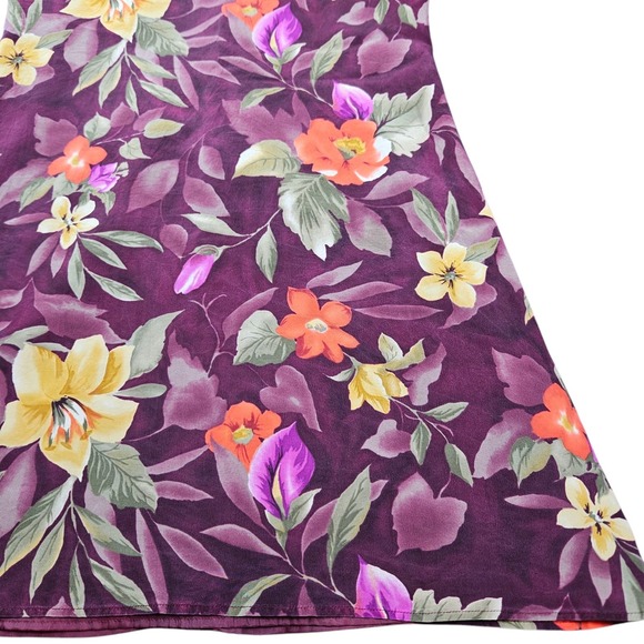 Jennifer Moore Silk Dress Womens 8 90s Slip on Mini Floral Romatic Boho Hawaiian - Picture 4 of 7